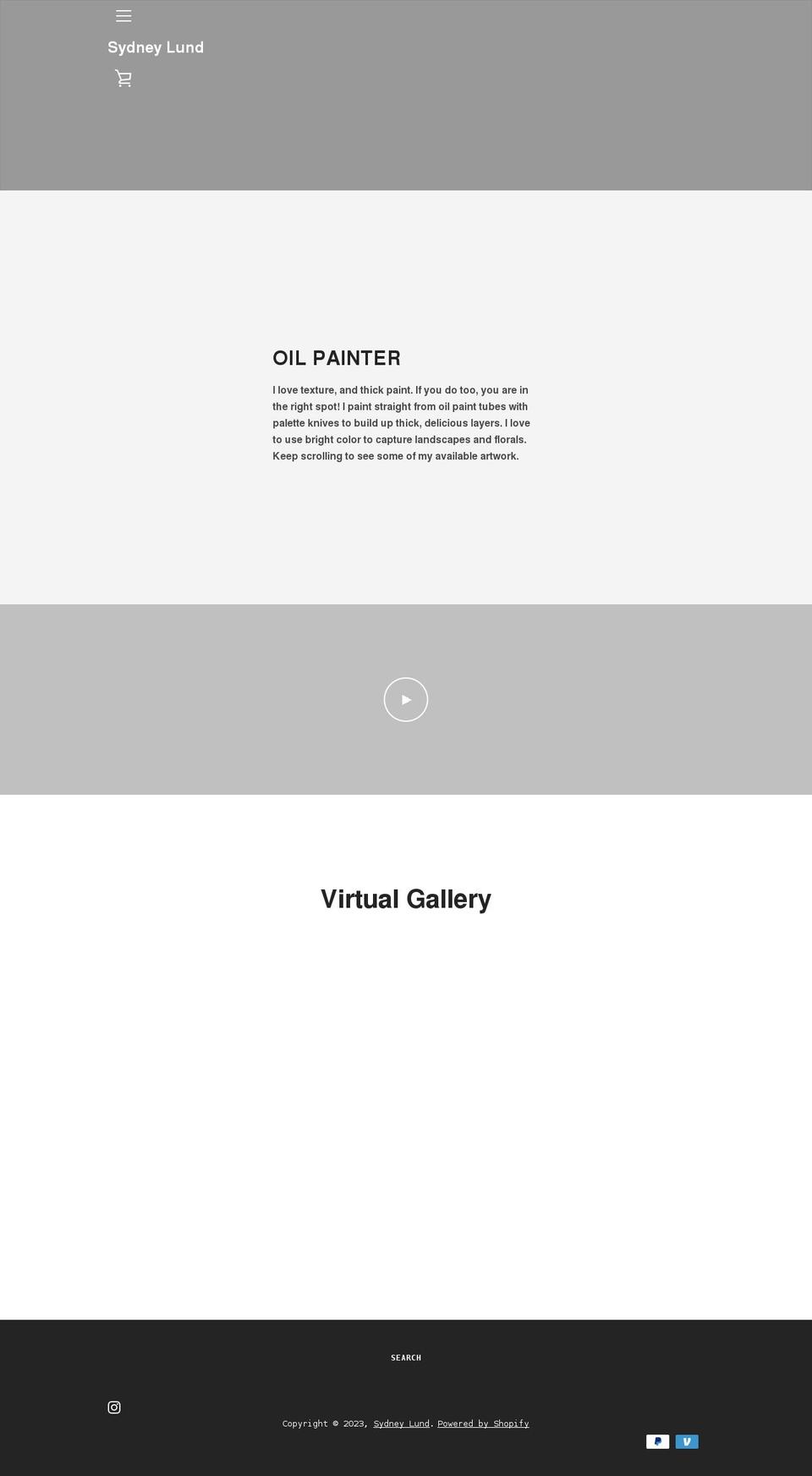 sydneylundart.com shopify website screenshot