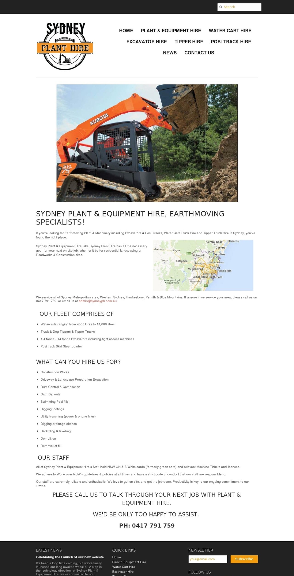 sydneyplantequipmenthire.com.au shopify website screenshot