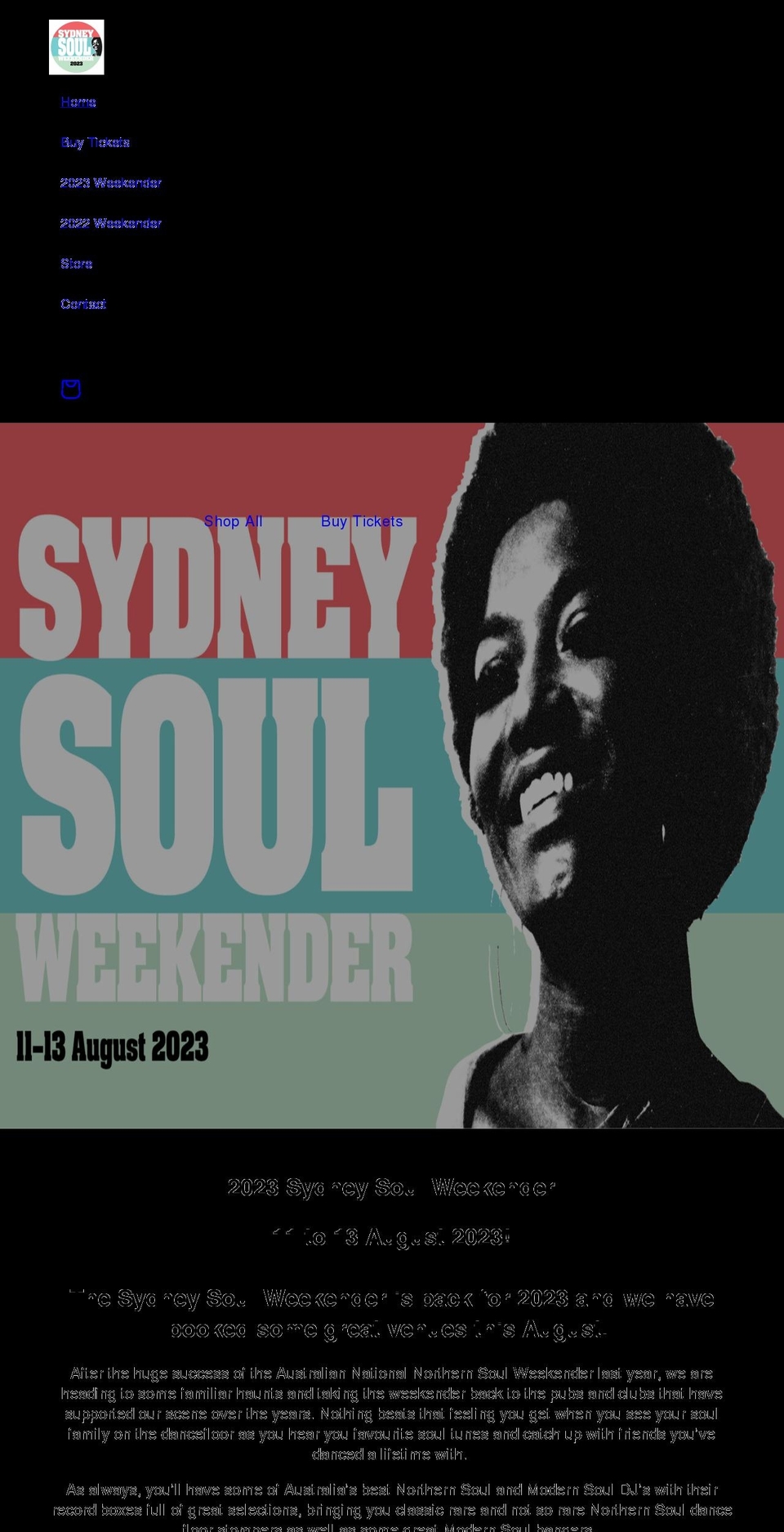 sydneysoulweekender.com.au shopify website screenshot