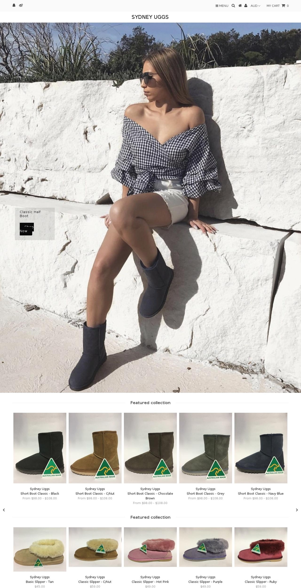 sydneyuggs.com — Shopify storefront screenshot