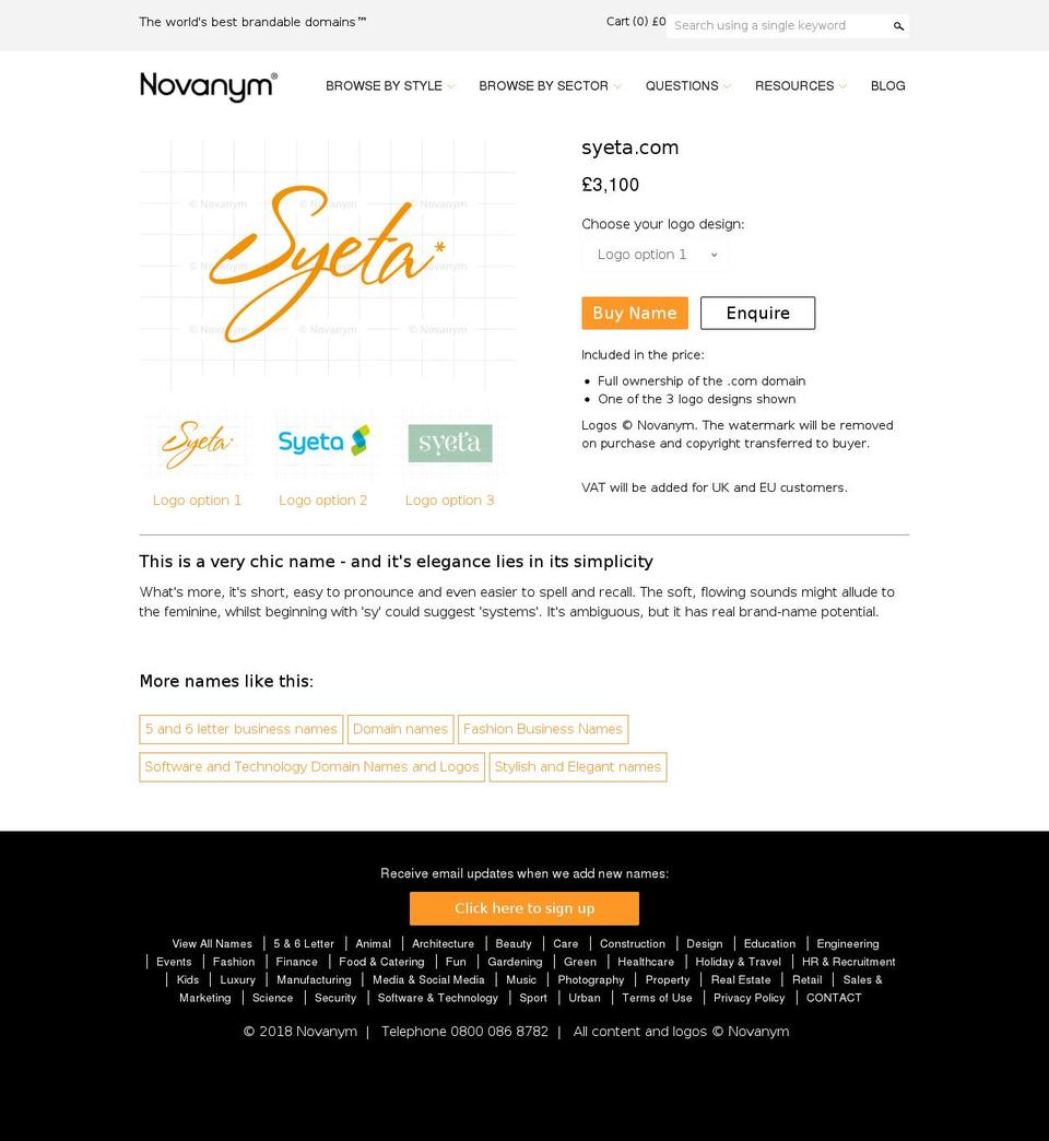 syeta.com — Shopify storefront screenshot