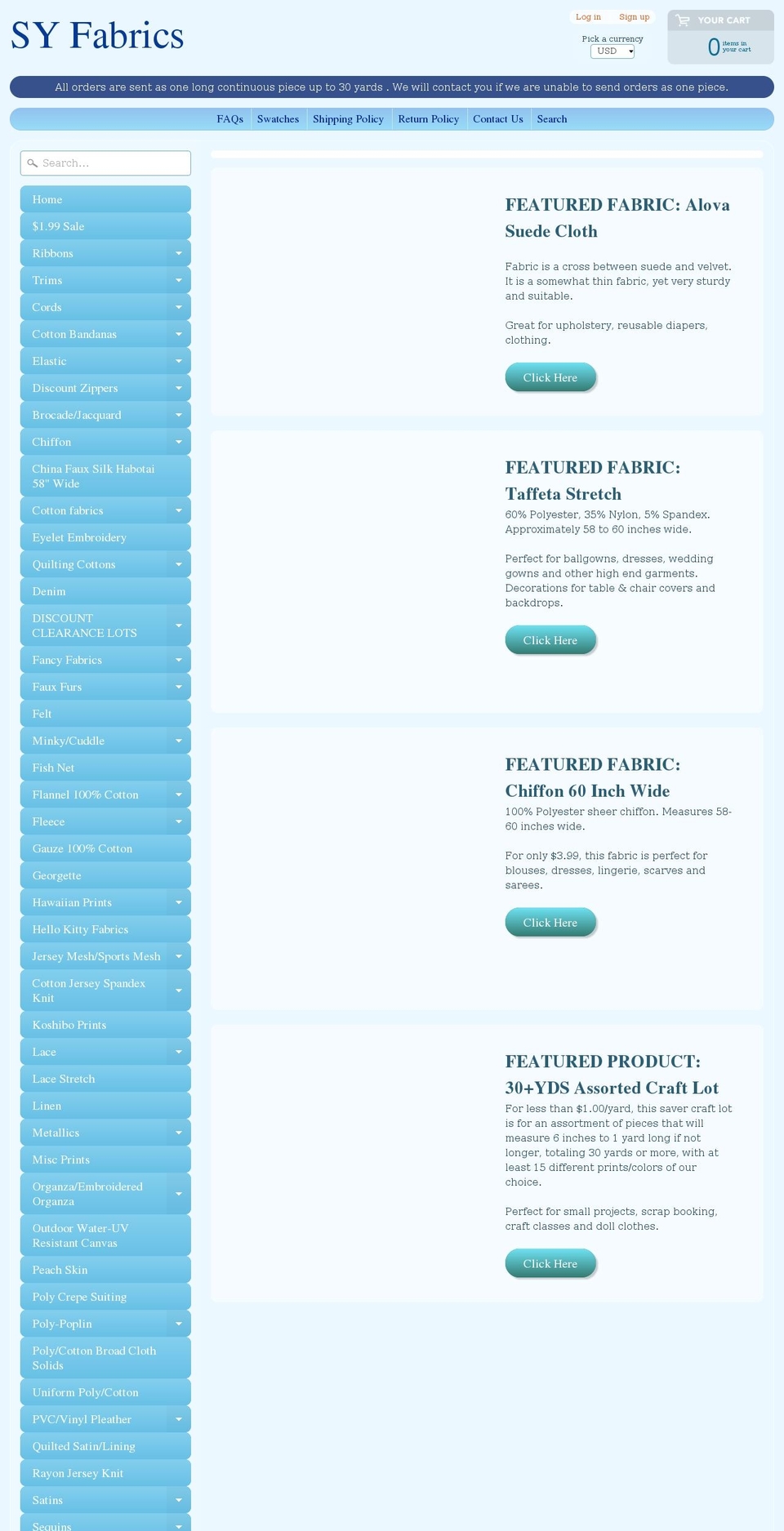 syfabrics.com — Shopify storefront screenshot