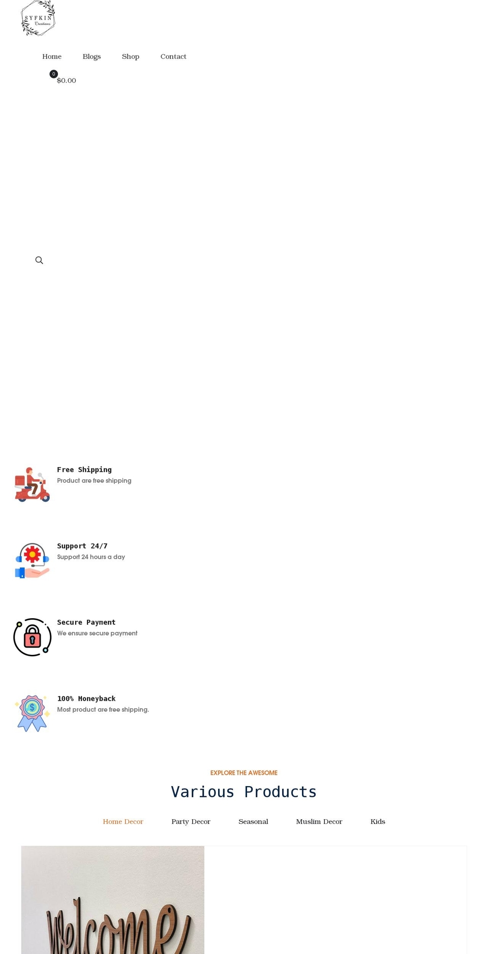 syfkin.com shopify website screenshot