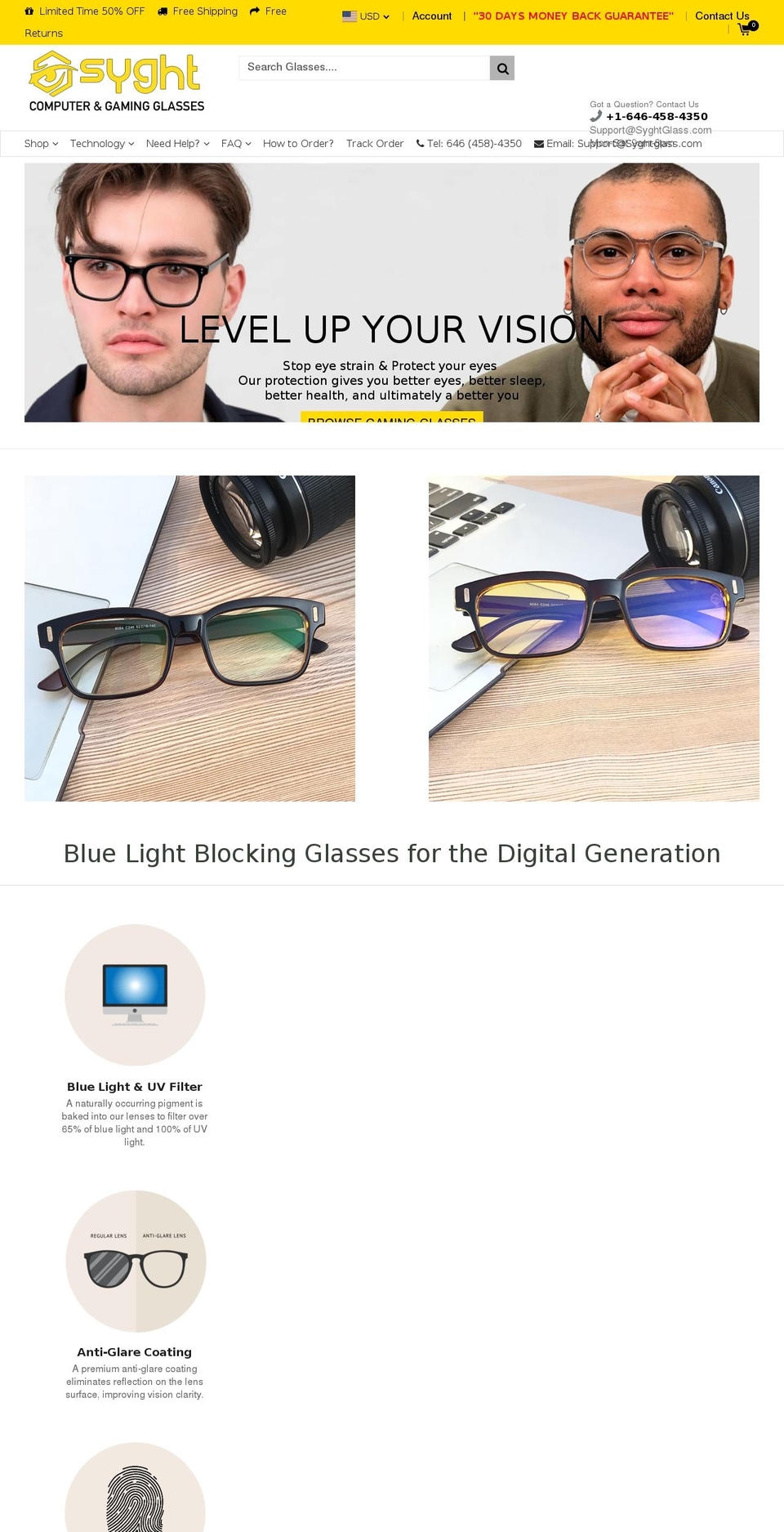 syghtglass.com shopify website screenshot