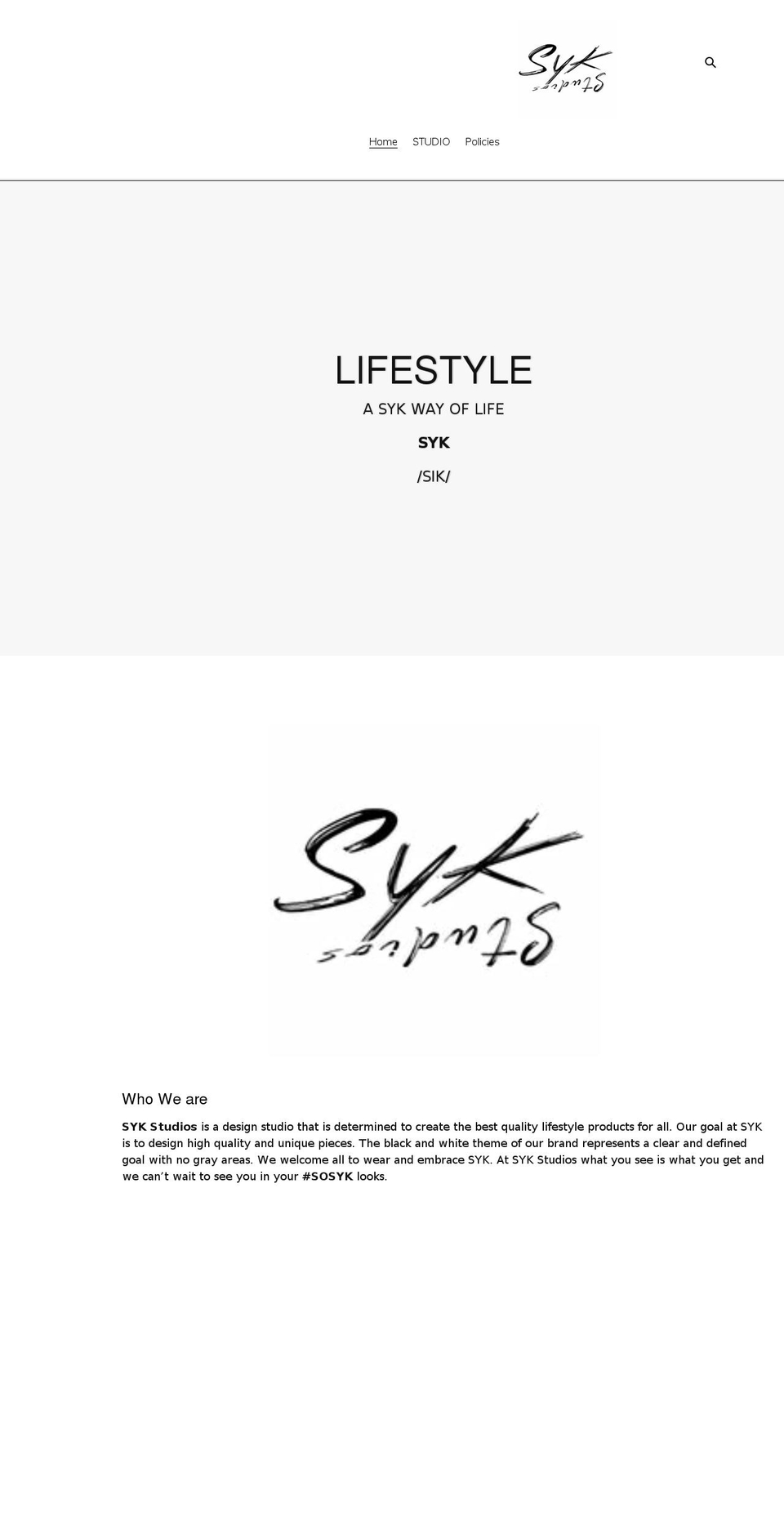 syk-studios.myshopify.com shopify website screenshot