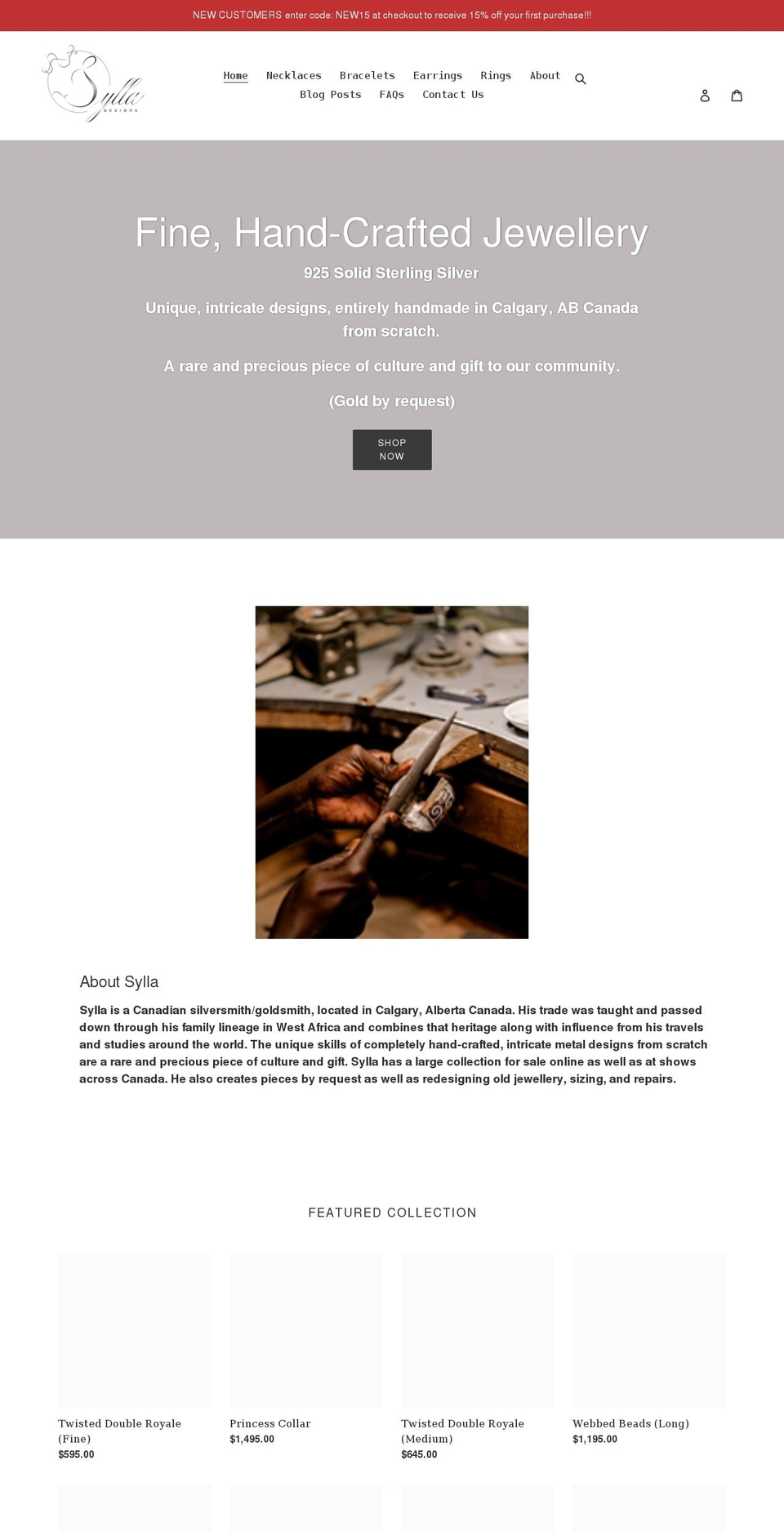 sylladesigns.com shopify website screenshot