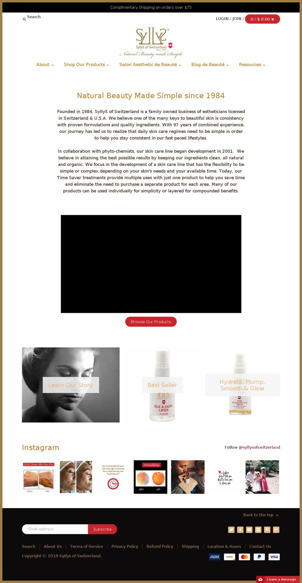 syllysofswitzerland.com — Shopify storefront screenshot