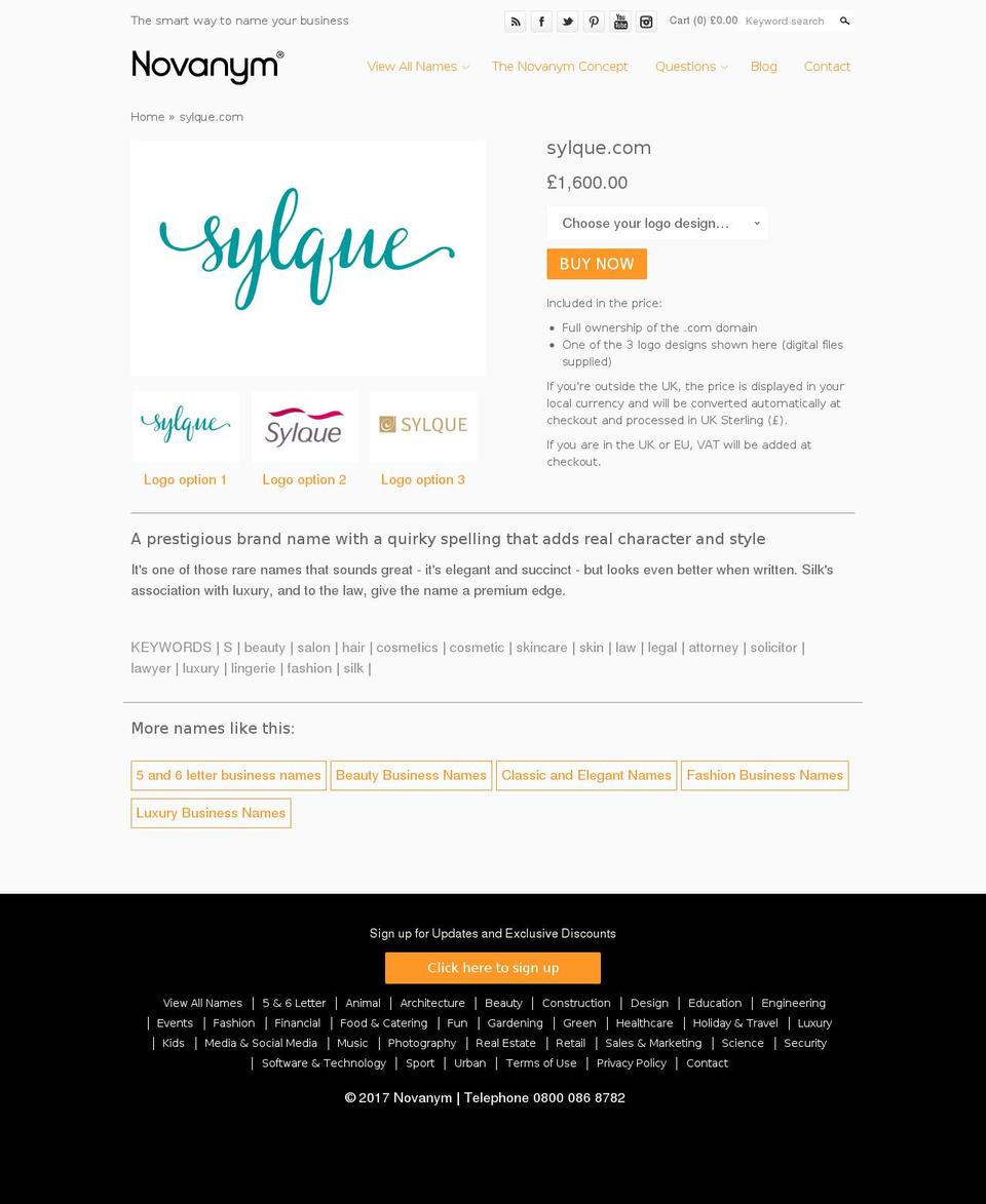 sylque.com shopify website screenshot