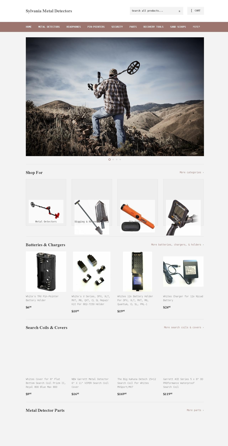 sylvaniametaldetectors.com shopify website screenshot