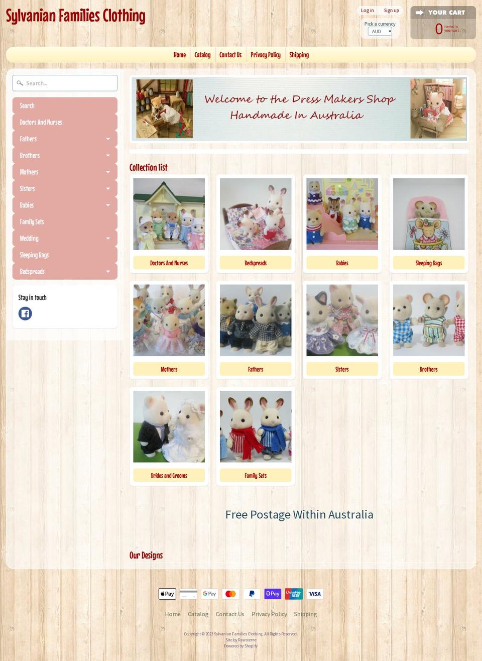 sylvanianfamiliesclothing.com.au shopify website screenshot