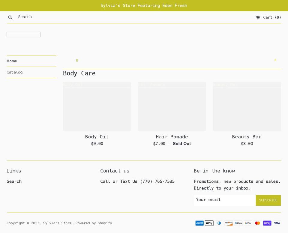 sylviasstore.com shopify website screenshot