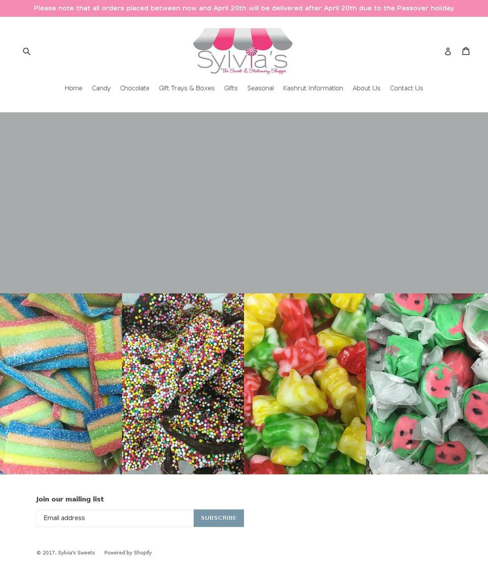 sylviassweets.com shopify website screenshot