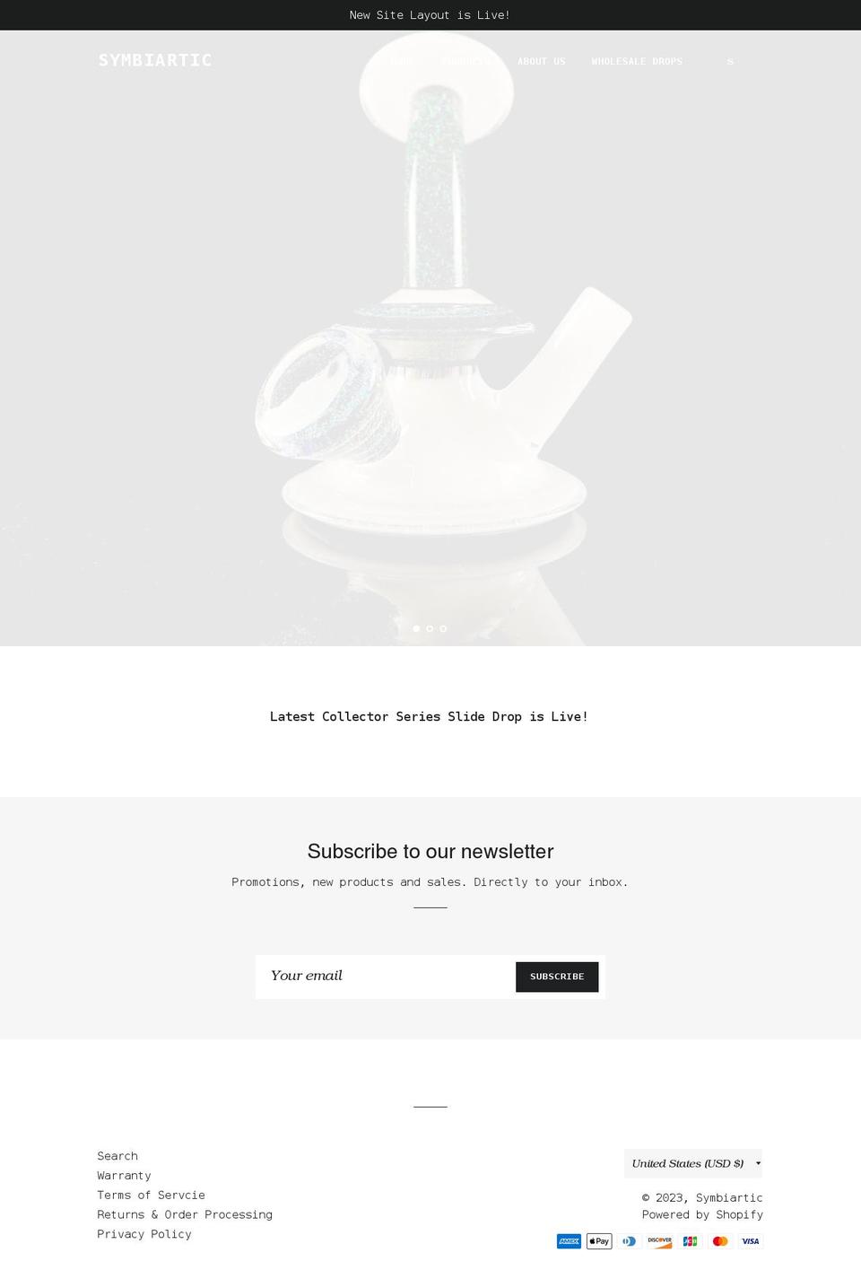 symbiarticglass.com shopify website screenshot