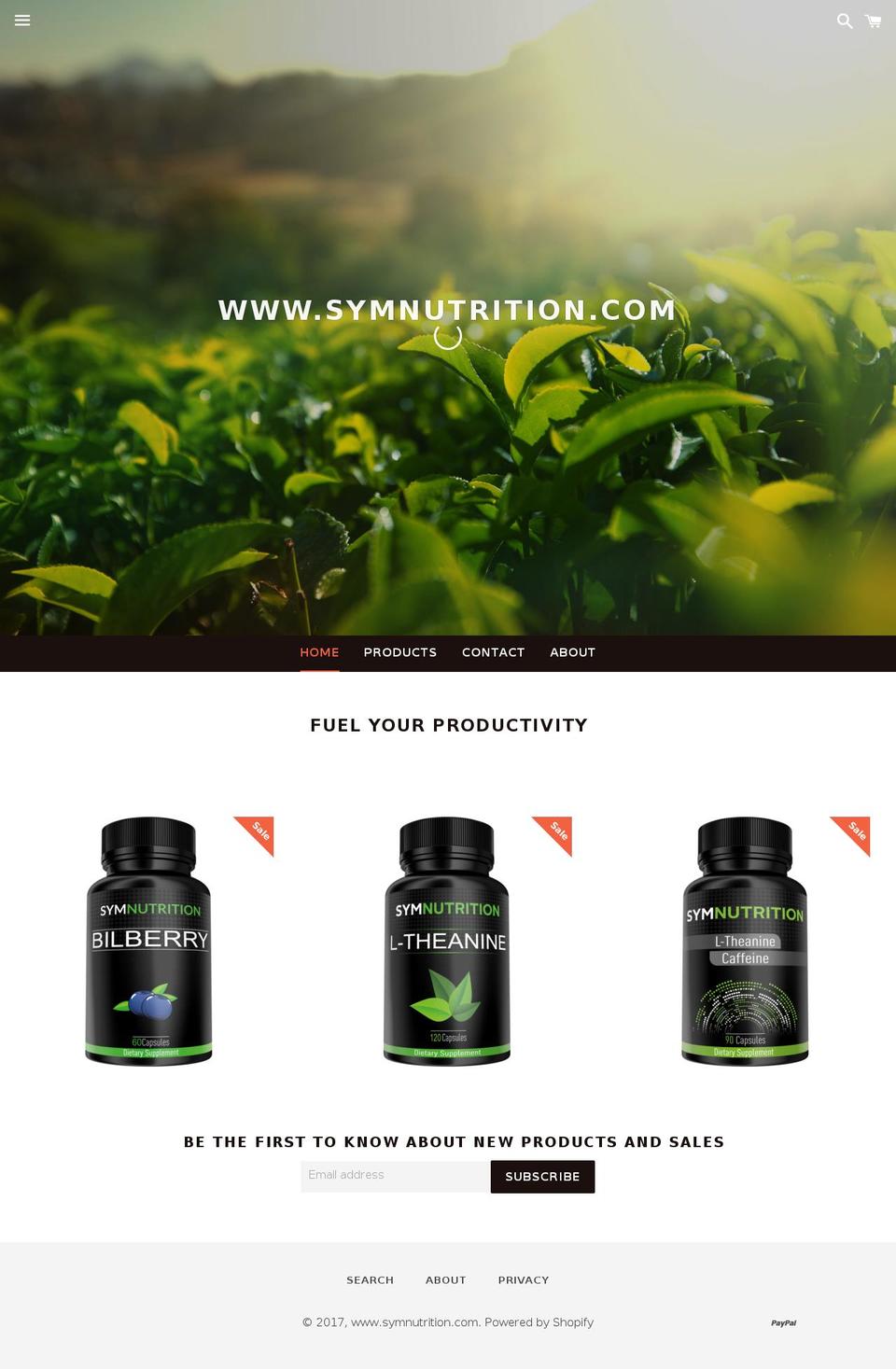 symnutrition.com shopify website screenshot