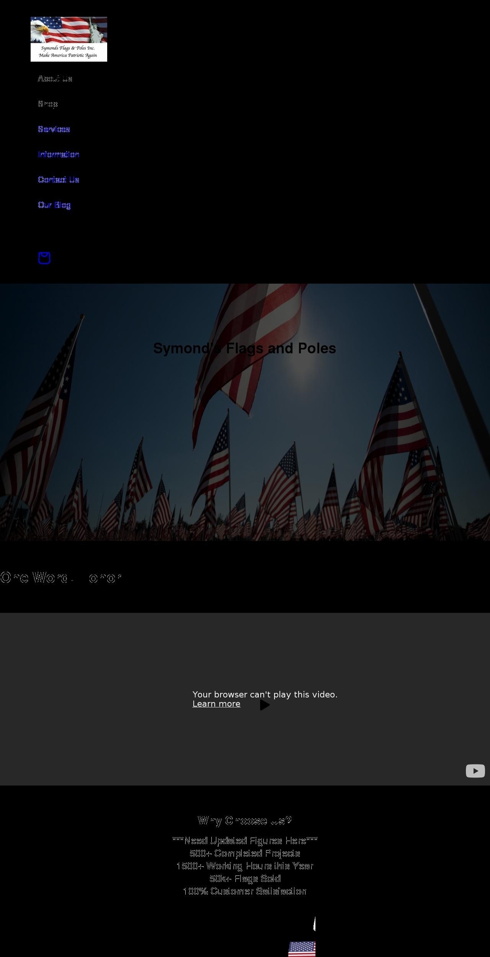 symondsflags.com shopify website screenshot