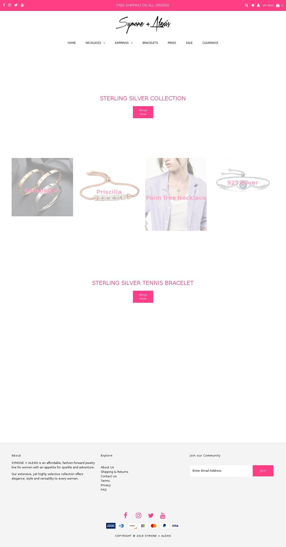 symonealexis.com shopify website screenshot