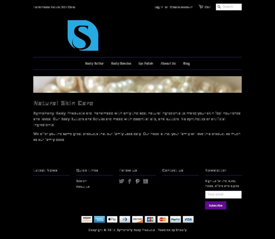 symphonybodyproducts.com shopify website screenshot
