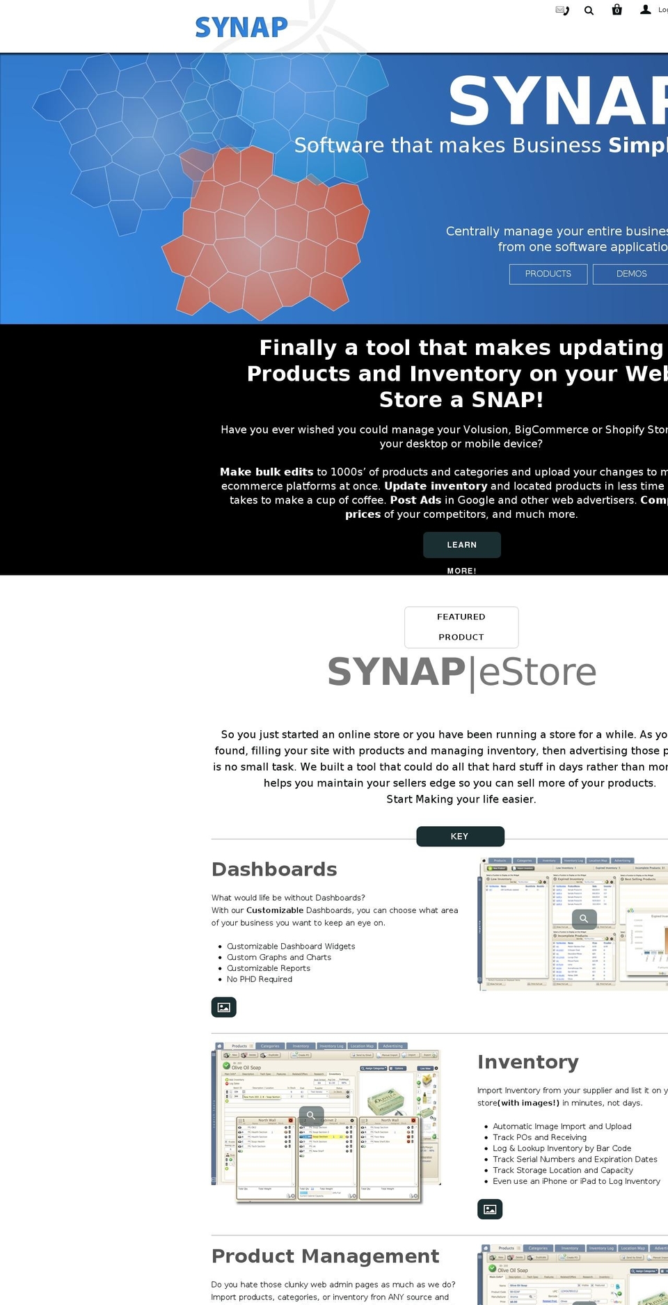 Startup Shopify theme site example synap.net