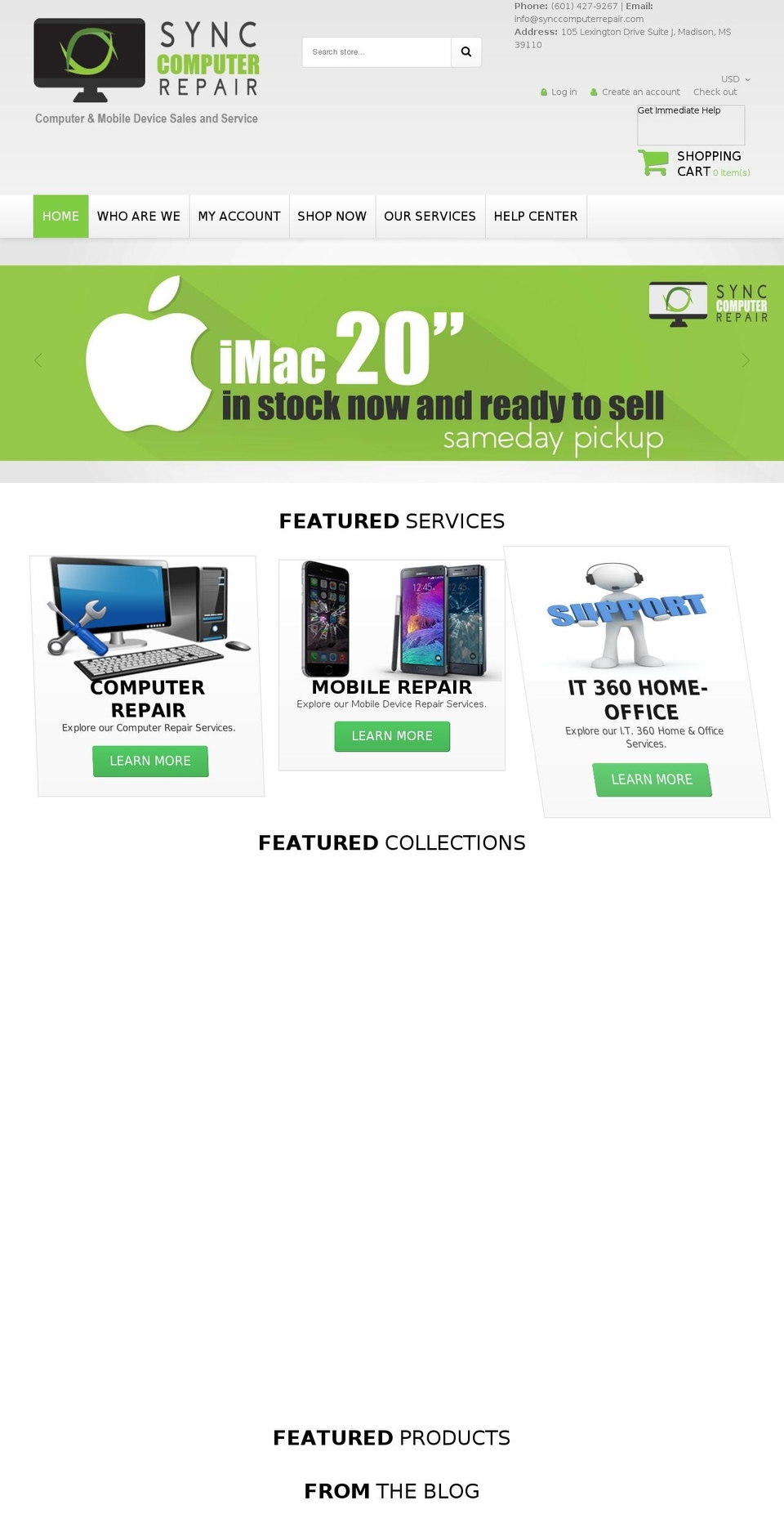 synccomputerrepair.com — Shopify storefront screenshot