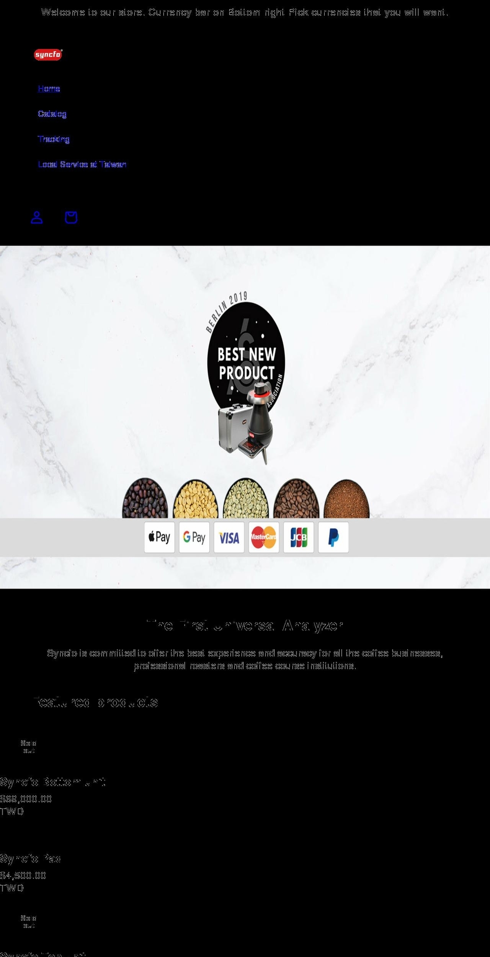 syncfo.myshopify.com shopify website screenshot