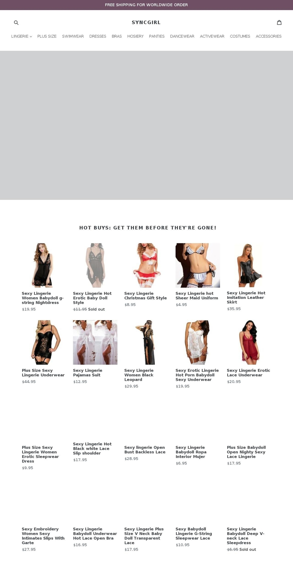 syncgirl.com — Shopify storefront screenshot