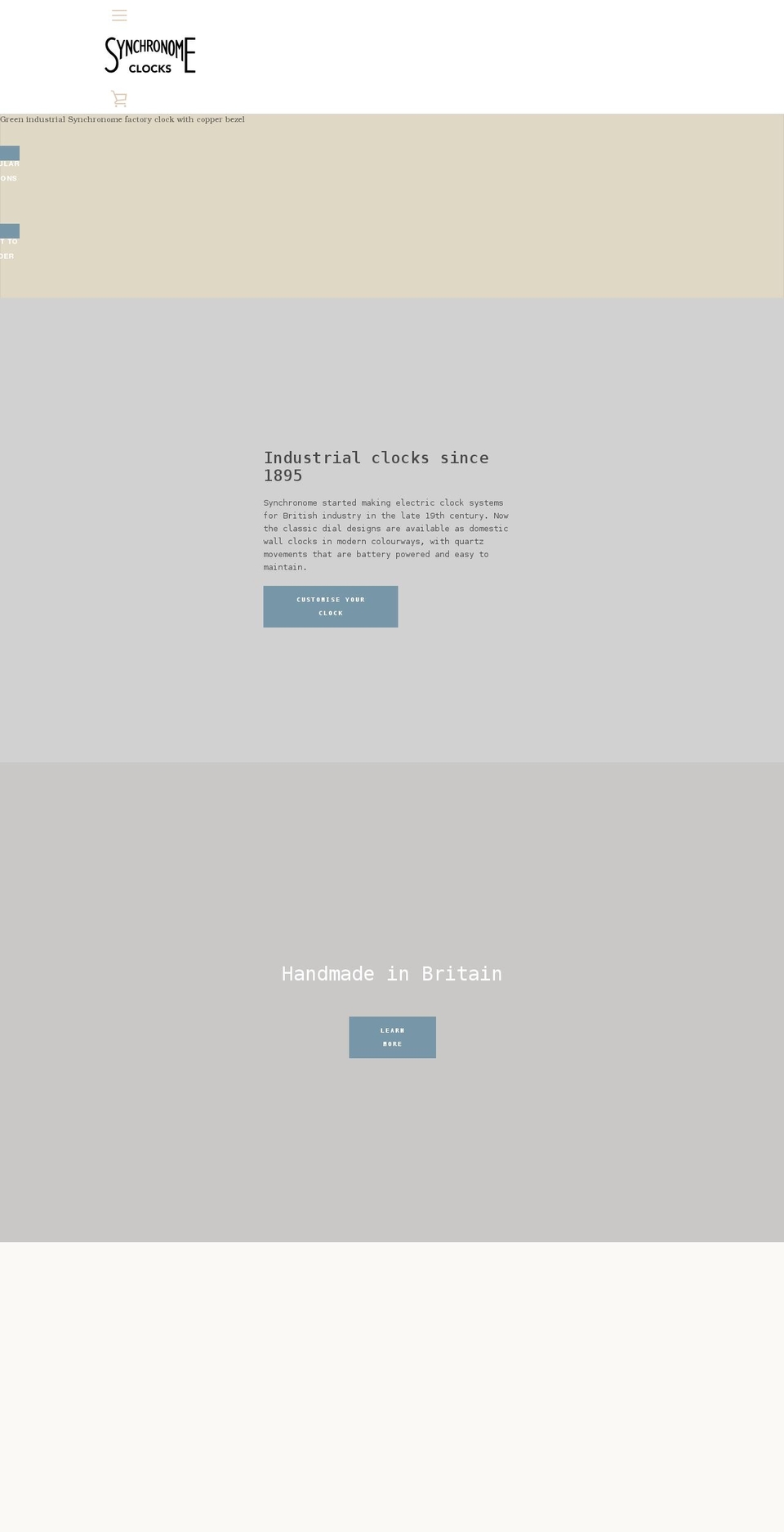 synchronomeclocks.com shopify website screenshot