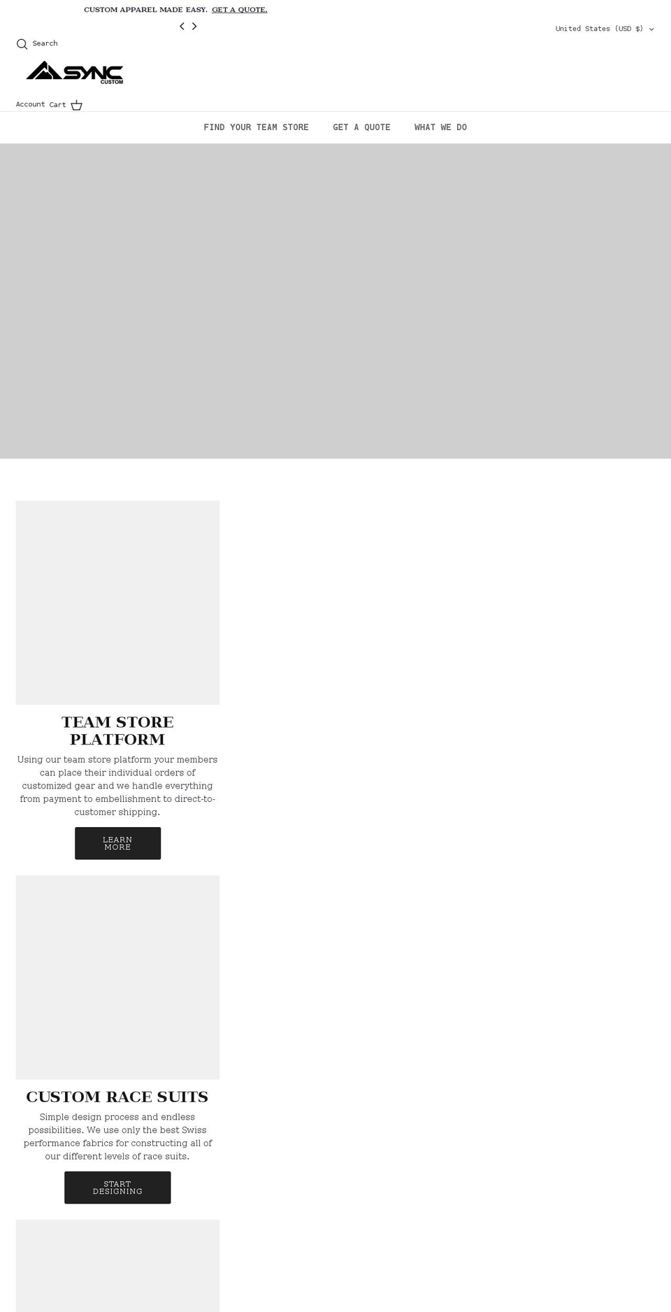 syncperformancecustom.com shopify website screenshot