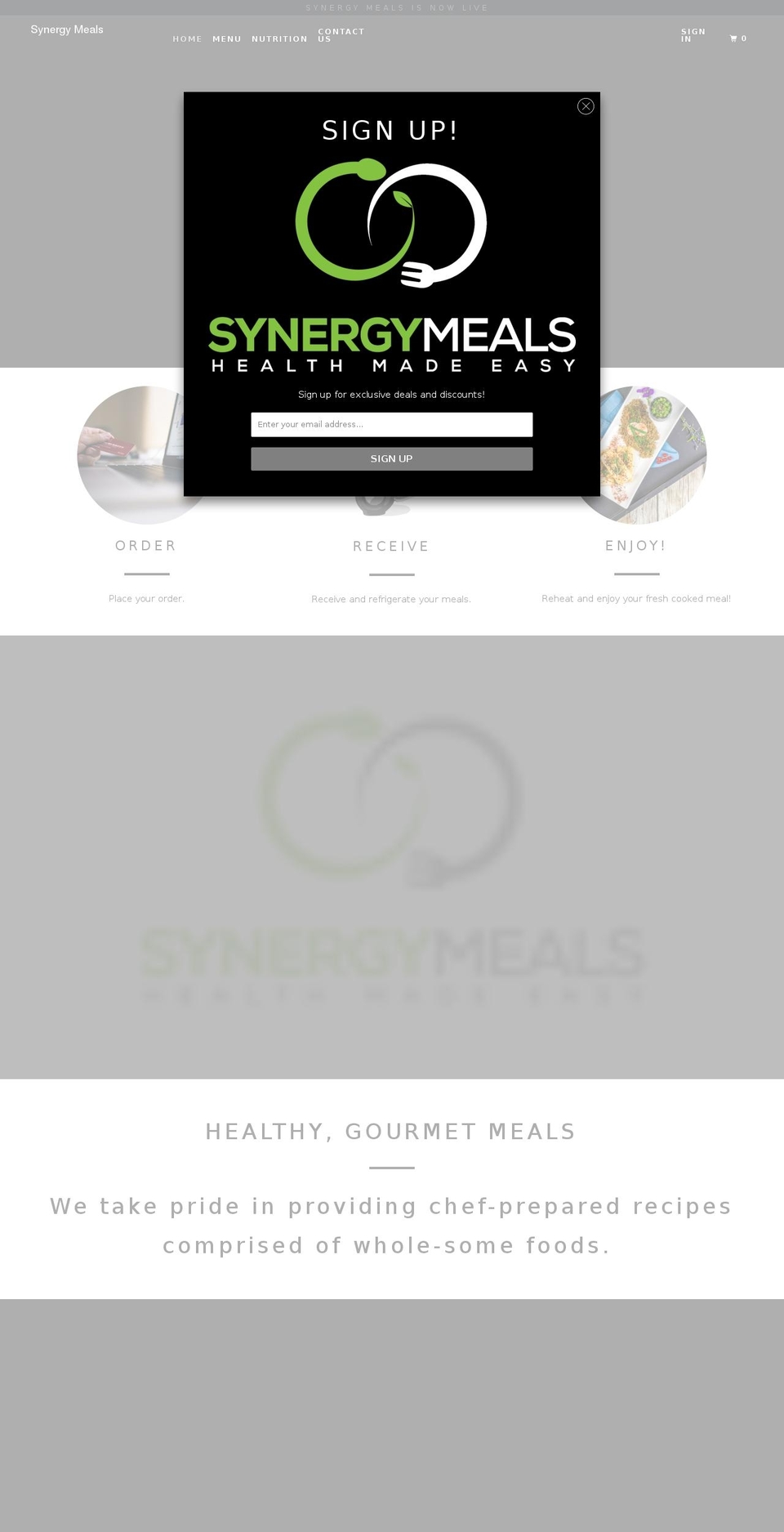 synergy-meals.com — Shopify storefront screenshot
