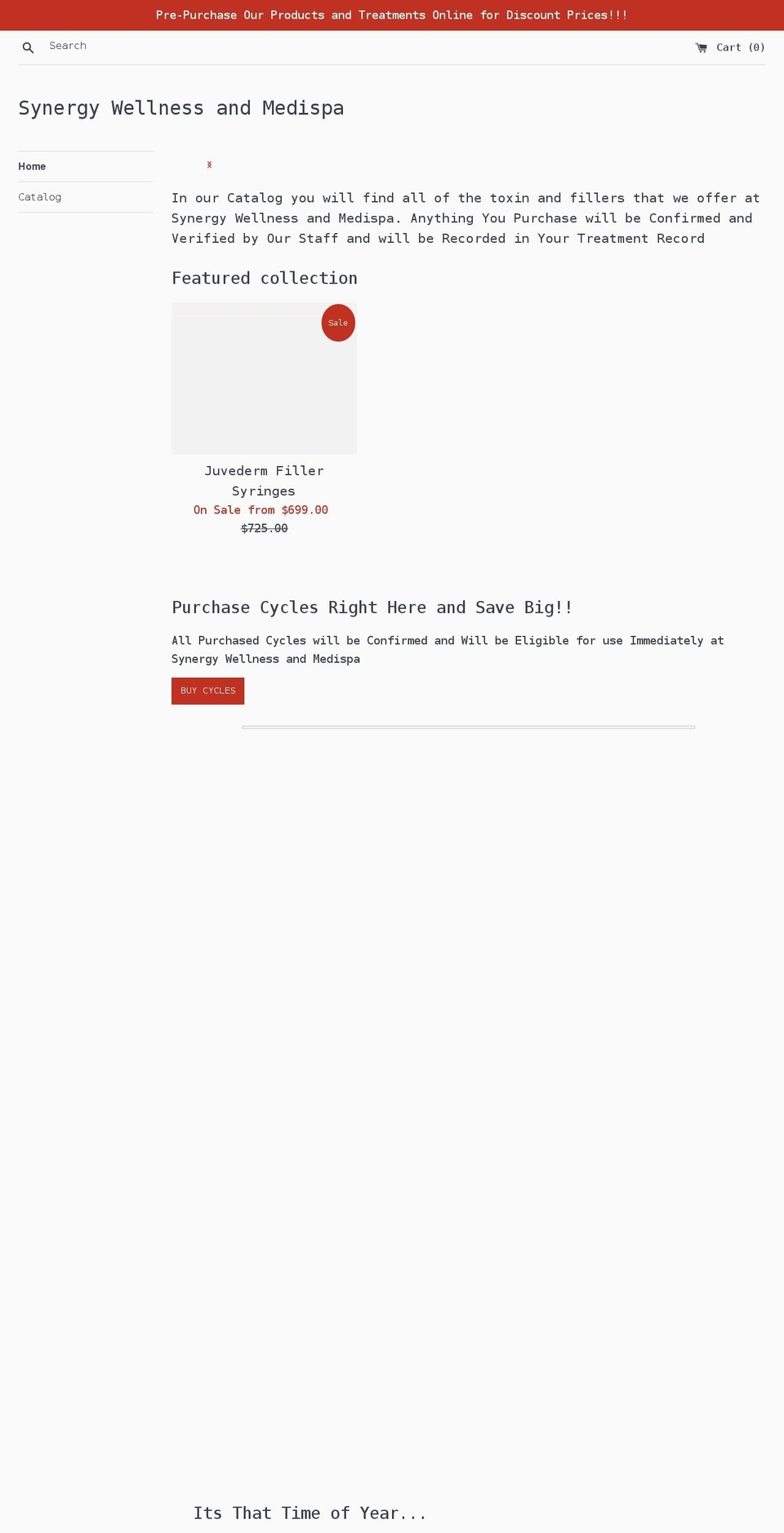 synergy-wellness-and-medispa.myshopify.com shopify website screenshot