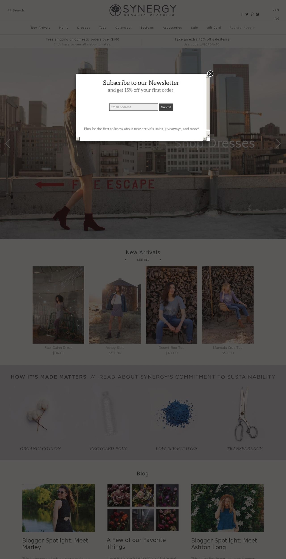 synergy.clothing shopify website screenshot