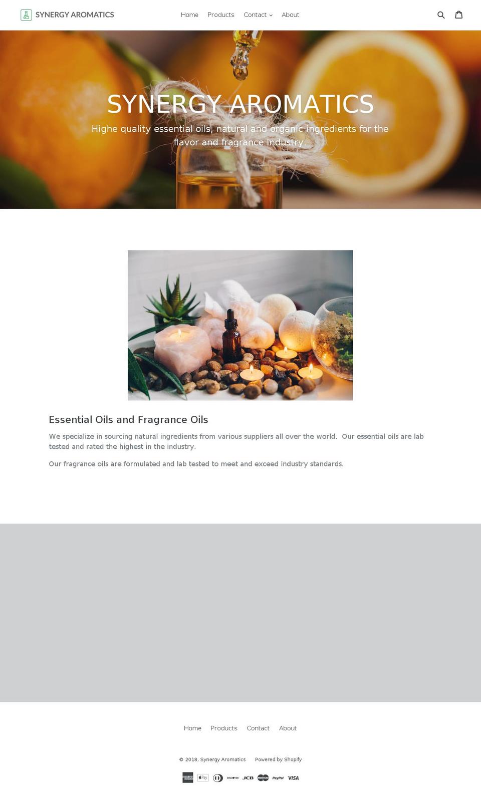 synergyaromatics.com shopify website screenshot