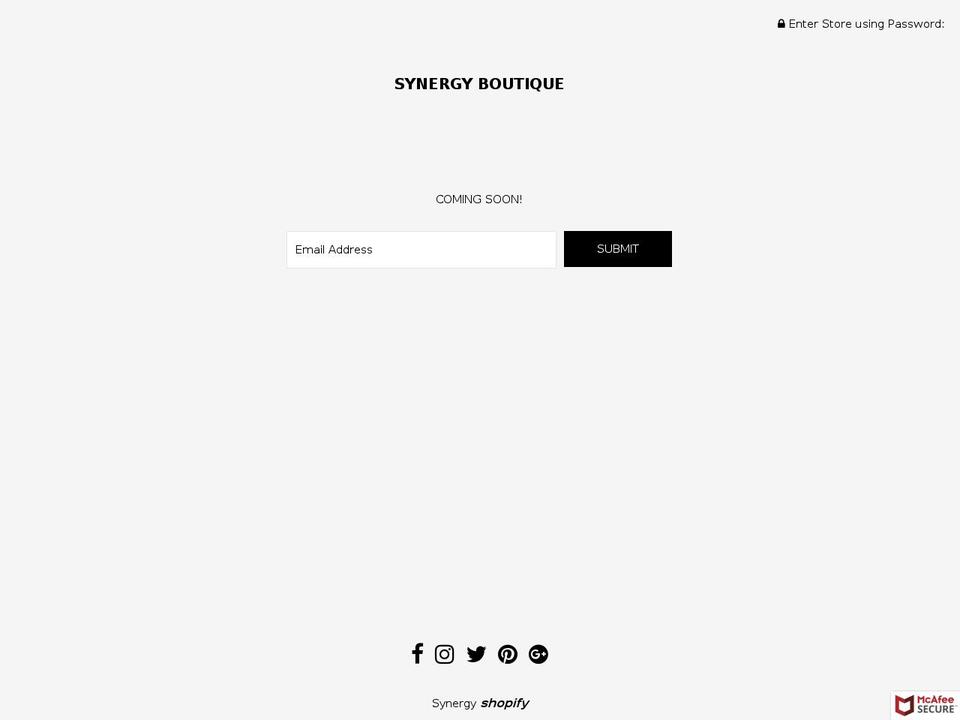 synergyboutique.com shopify website screenshot