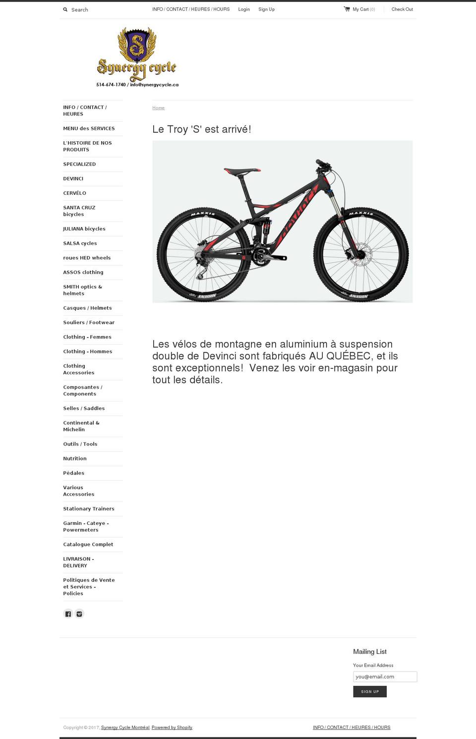 synergycycle.ca shopify website screenshot