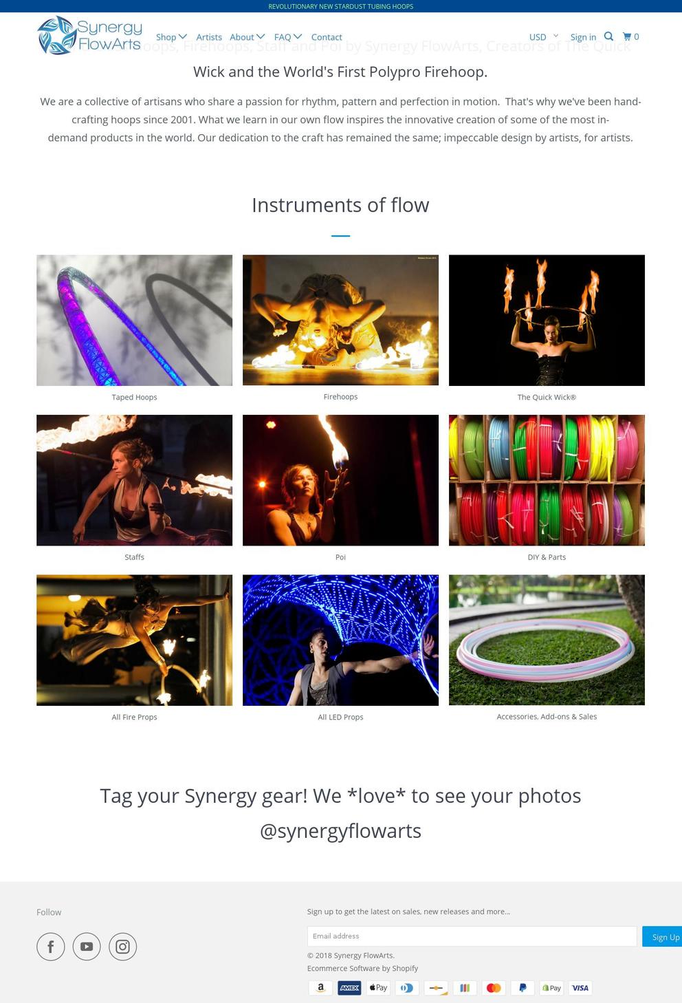 synergyfirehoops.com — Shopify storefront screenshot