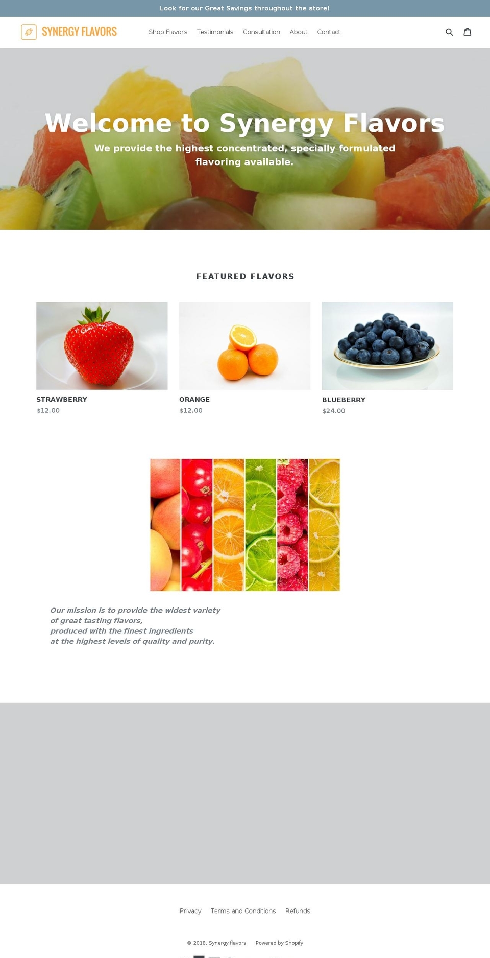 synergyflavorings.com — Shopify storefront screenshot