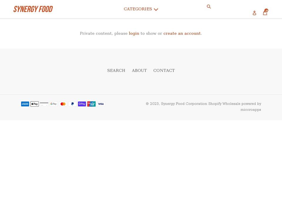synergyfoodcorp.com shopify website screenshot