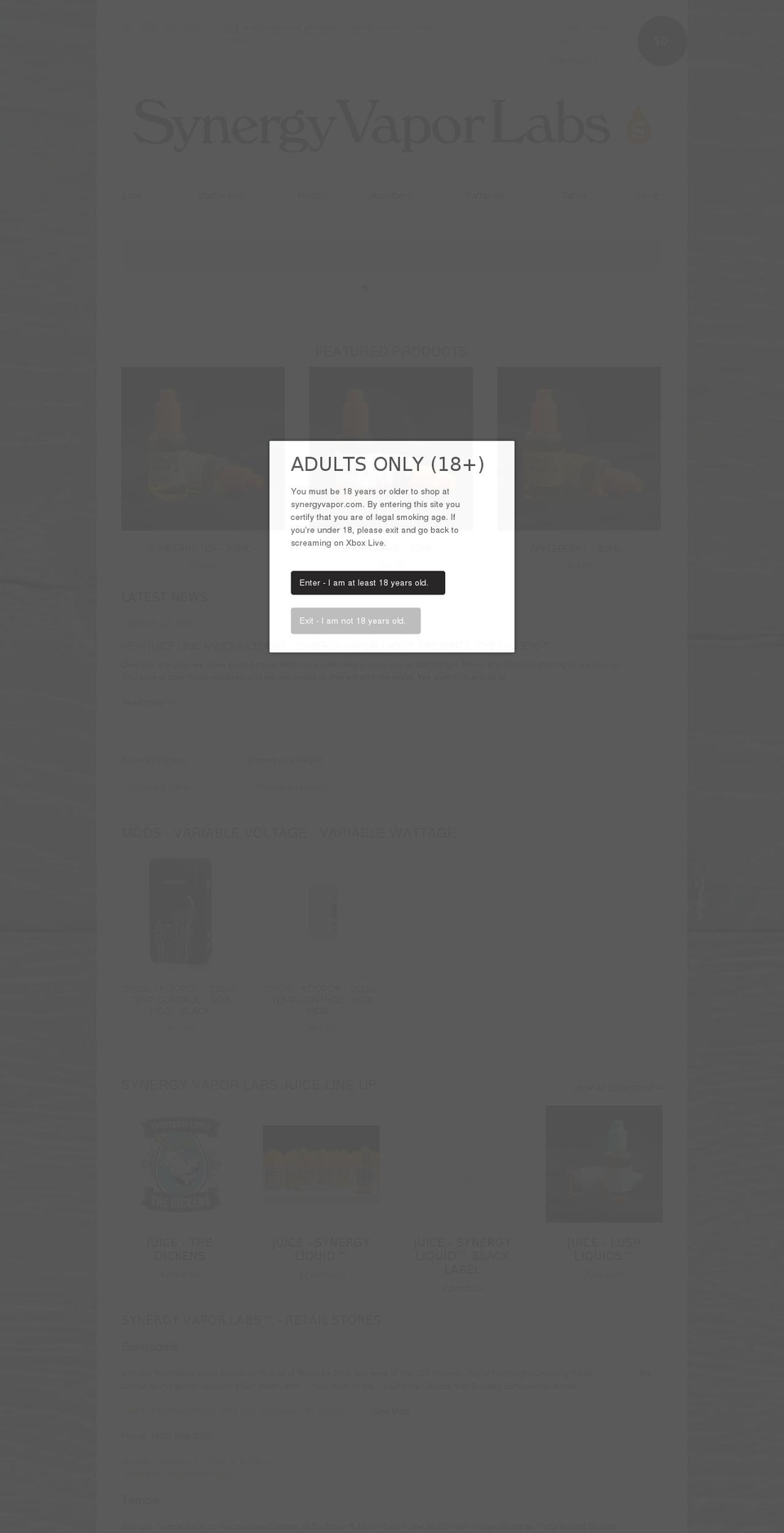 synergyliquid.com shopify website screenshot