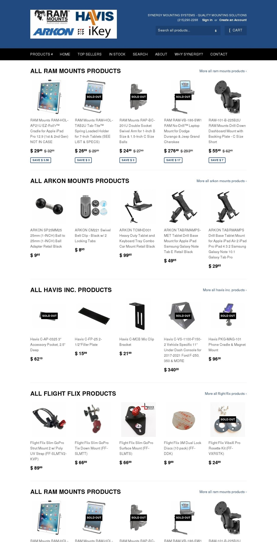 synergymountingsystems.com shopify website screenshot