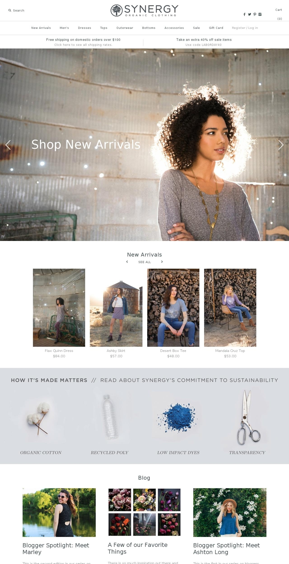 synergyorganic.clothing shopify website screenshot