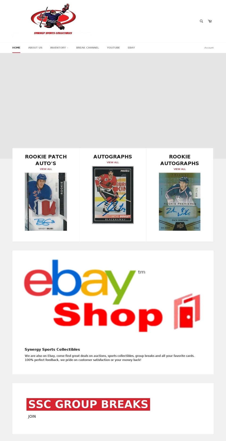synergysportscollectibles.com — Shopify storefront screenshot