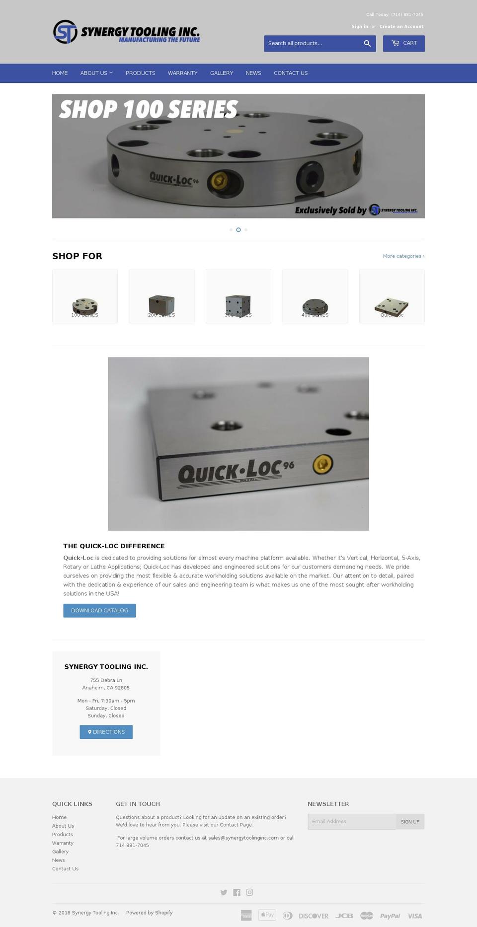 synergytoolinginc.com shopify website screenshot