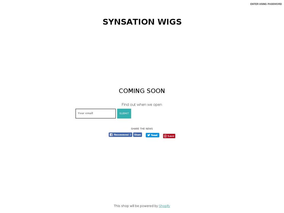 synsationwigs.com shopify website screenshot