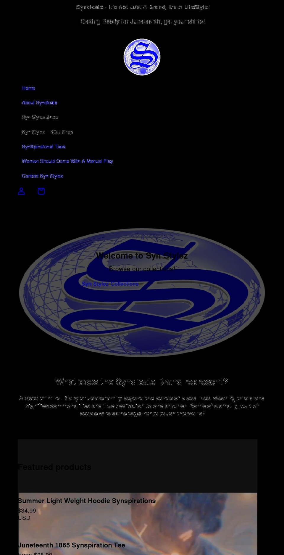 synstylez.com shopify website screenshot