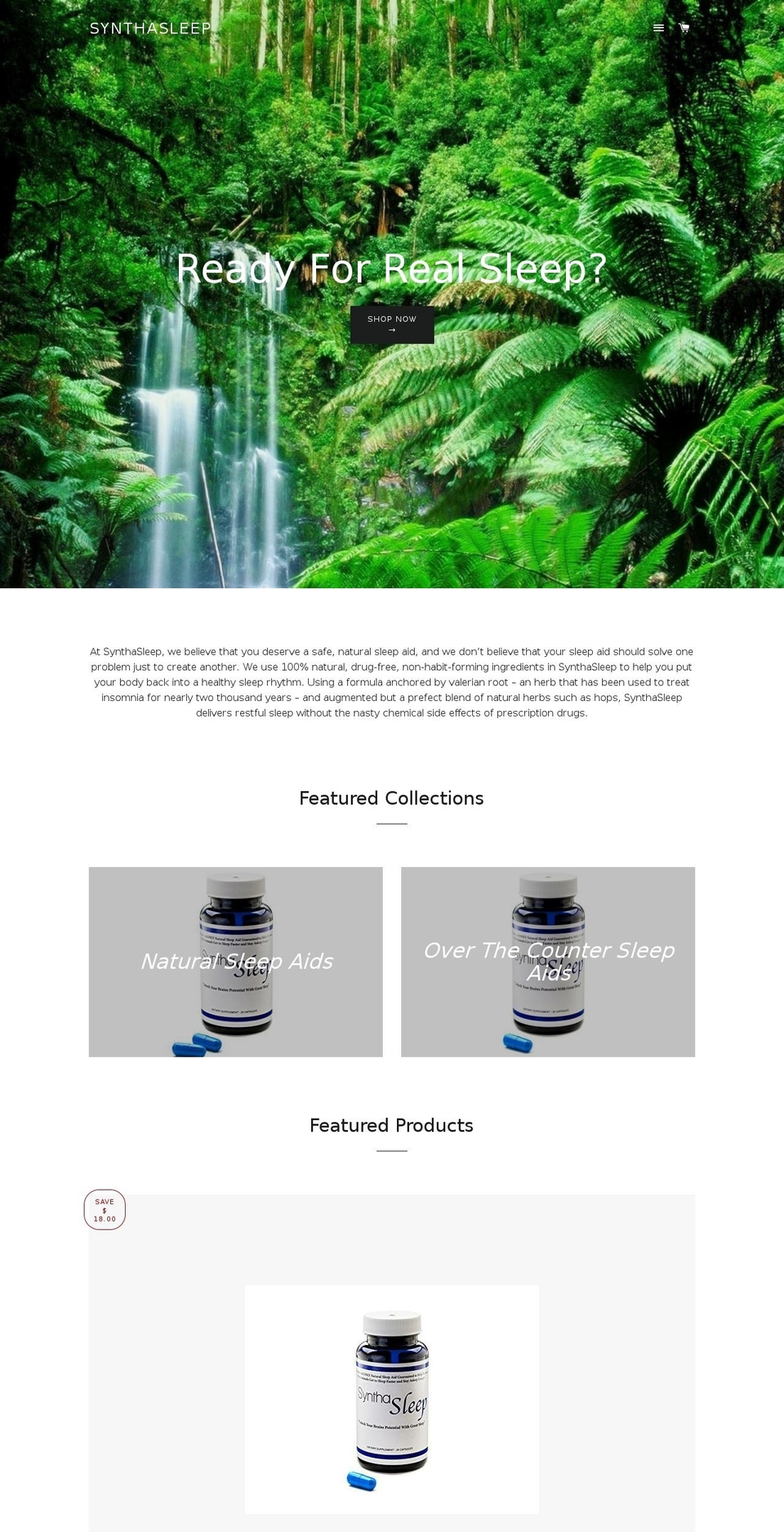 synthasleep.com shopify website screenshot