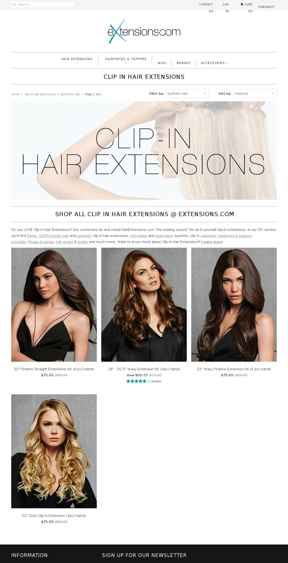 synthetichairextension.com — Shopify storefront screenshot