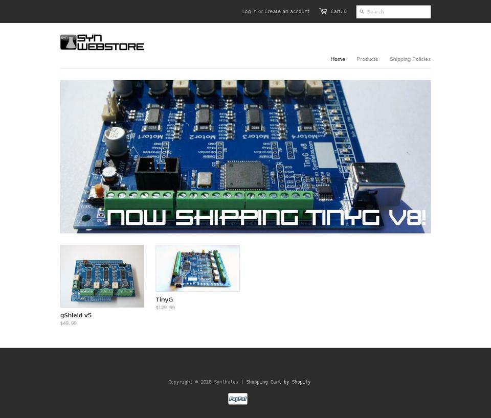 synthetos.myshopify.com shopify website screenshot