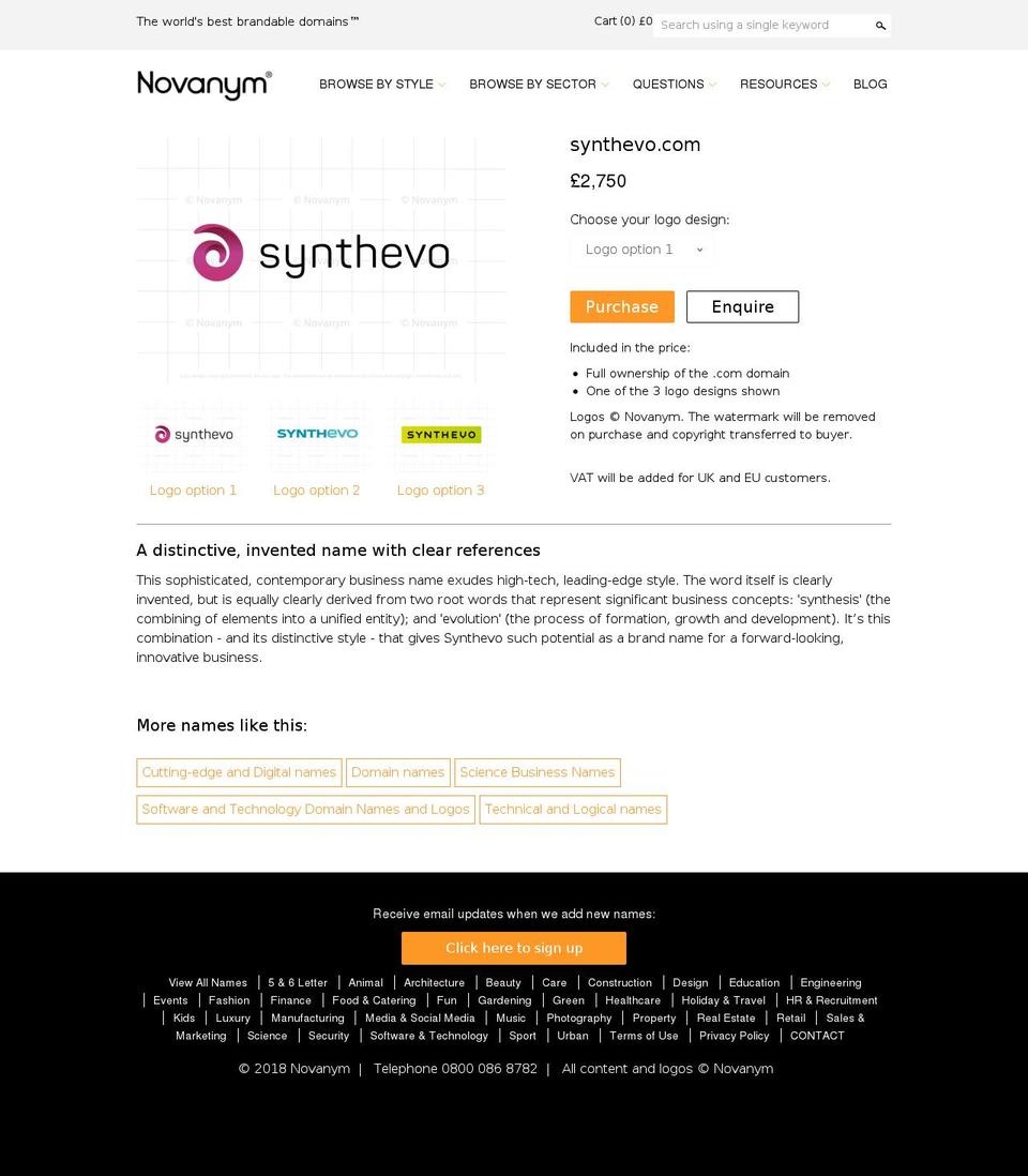 synthevo.com shopify website screenshot