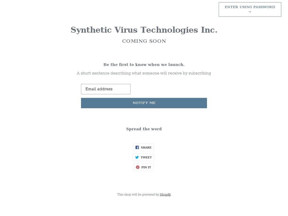 synvirus.com shopify website screenshot