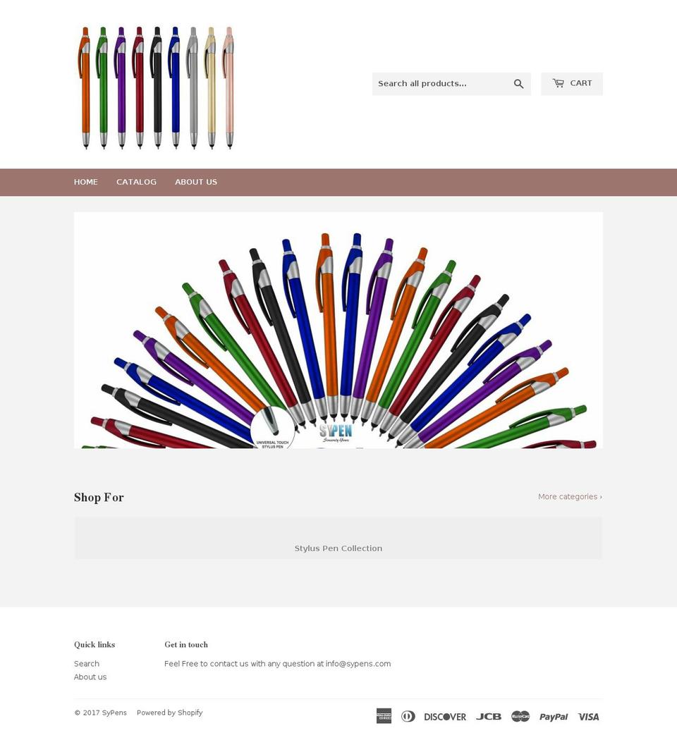 sypens.com shopify website screenshot