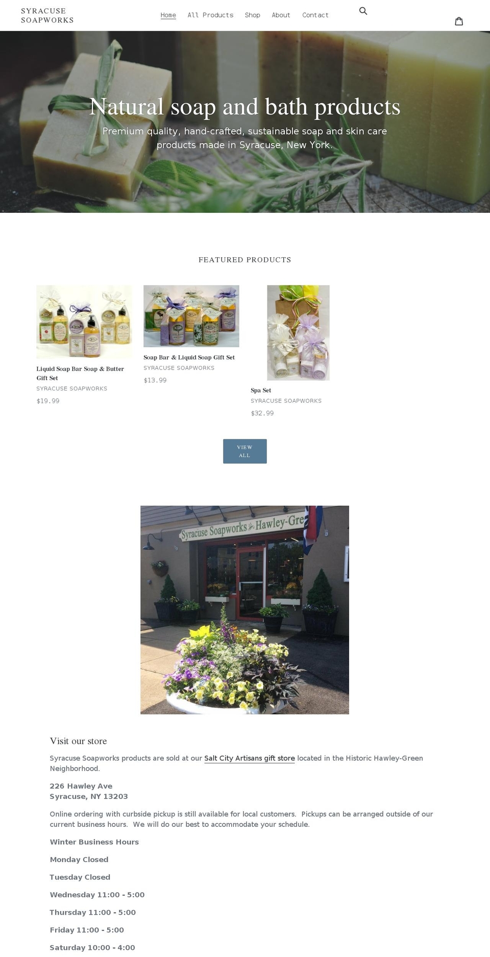 syracusesoapworks.com shopify website screenshot